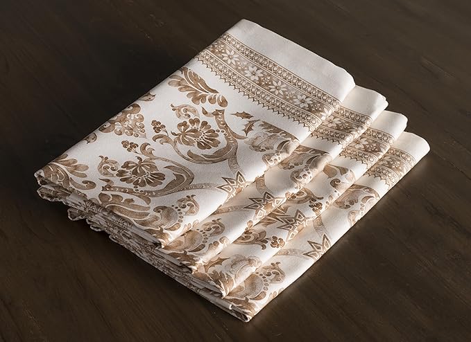 Maison d' Hermine Cloth Napkins Set of 4 100% Cotton for Thanksgiving Christmas Decorations Everyday Reusable Square Fall Napkins Cloth Washable Dinner Party (Allure, 20"x20")