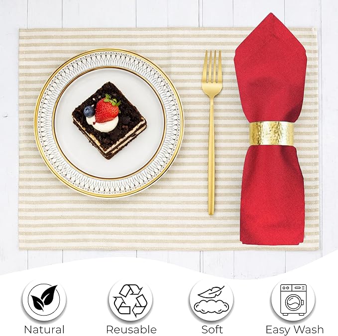 Ramanta Home Red Cotton Dinner Napkins Set of 12, 18x18 Inch 100% Cotton Cloth Napkins, Reusable Fabric Table Napkins for Everyday Dining, Parties, Weddings, Spring & Easter Table Décor Washable