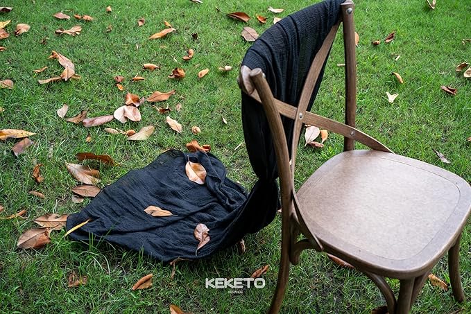 Keketoarrange 6pcs Halloween Table Runner Black Cheesecloth Gauze Rustic Premium Cotton Cheese Cloth Table Runner 120 Inch 10 FT for Wedding Bridal Baby Shower Long Sheer Boho Christmas Decorations