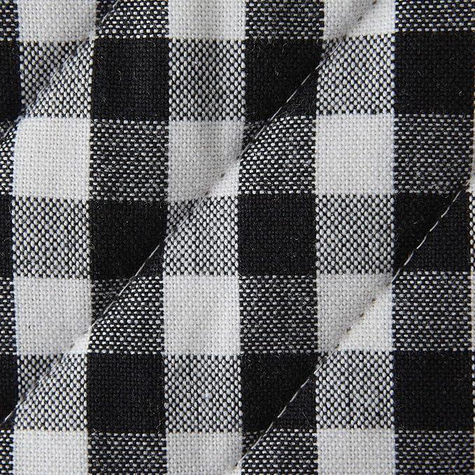 DII Gingham Check Kitchen Collection, Black, Potholder Set