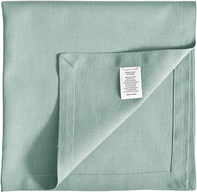 FINGERCRAFT Cloth Napkins, Cotton Linen Mitered Corner Soft Durable Washable Napkins Cloth 12 Pack, 20x20 inch Premium Quality for Home Hotel Parties Christmas Wedding Dinner Aqua Easter Color