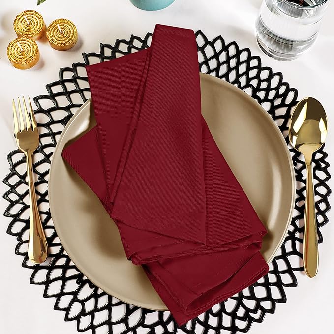 Utopia Kitchen Red Cloth Napkins [12 Pack, 18x18 Inch] Absorbent Cotton Blend Washable and Reusable for Dinner, Restaurant, Lunch, Wedding and Hotel