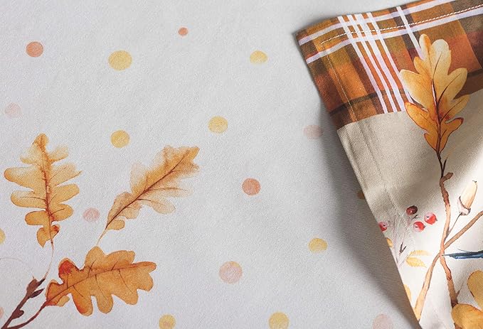 Maison d' Hermine Cloth Napkins Set of 4 100% Cotton for Thanksgiving Christmas Decorations Everyday Reusable Square Fall Napkins Cloth Washable Dinner Party (Oak Leaves, 20"x20")