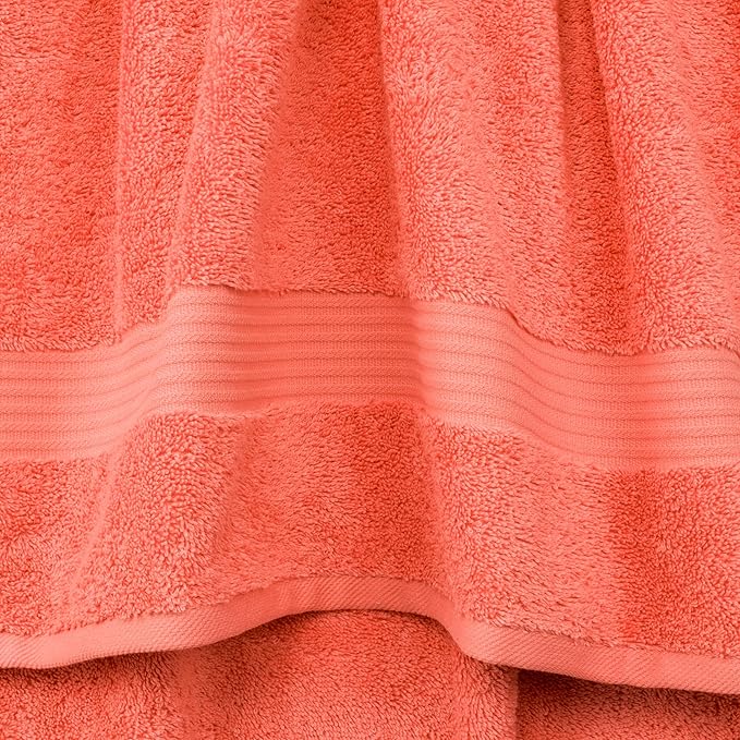 Cotton Paradise 6 Piece Towel Set, 100% Cotton Soft Absorbent Turkish Towels for Bathroom, 2 Bath Towels 2 Hand Towels 2 Washcloths, Coral Towel Set