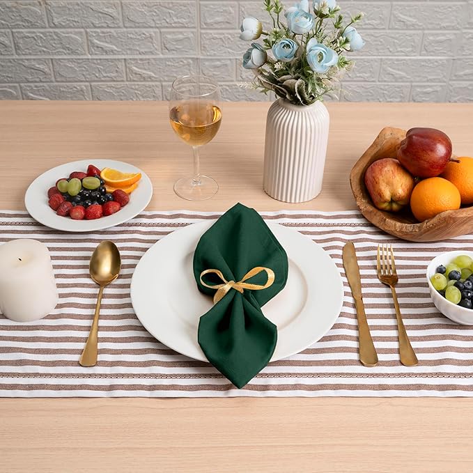Blue Needles Solid Cloth Napkins Set of 12 Forest Green 100% Cotton Dinner Napkins 18x18 inches - Soft, Reusable, Absorbent & Washable Linen, Ideal for Spring Summer Easter Parties & Everyday Use