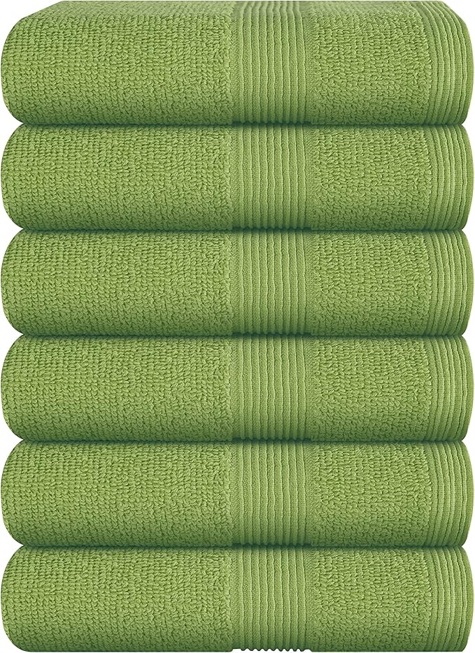 Belizzi Home Ultra Soft 6-Piece Hand Towel Set 16x28-100% Ringspun Cotton - Durable & Highly Absorbent Hand Towels - Ideal for use in Bathroom, Kitchen, Gym, Spa & General Cleaning - Kiwi Green