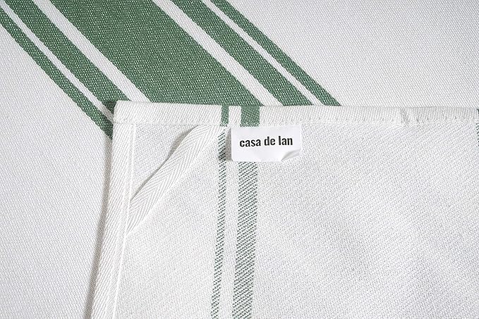 Kitchen Towels Set – Pack of 6 (20’’ x 30’’) Extra Large Premium Cotton Dish Towels for Kitchen – Super Striped Towels – Absorbent – 100% Cotton – with Hanging Loop – Green