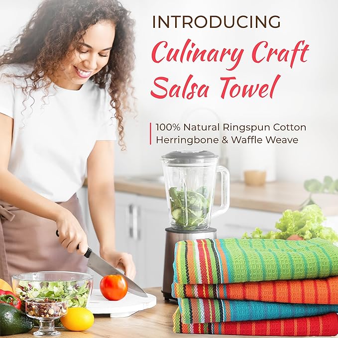 THREAD SPREAD Kitchen Dish Towels, 100% Cotton Salsa Towels, Set of 24 (16x28 Inches), Multi Purpose Cooking Drying Restaurant Bar Cleaning Cloth Napkin, Highly Absorbent, Lint Free (Red & Orange)
