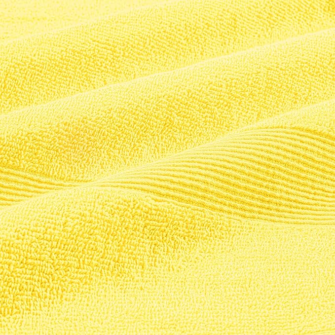 Belizzi Home 4 Pack Bath Towel Set 27x54, 100% Ring Spun Cotton, Ultra Soft Highly Absorbent Machine Washable Hotel Spa Quality Bath Towels for Bathroom, 4 Bath Towels Lime Yellow