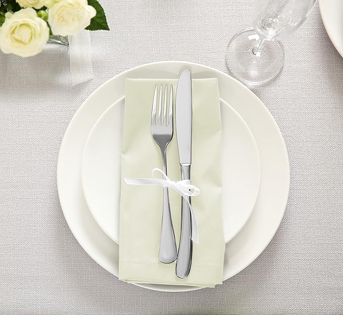 Utopia Kitchen Ivory Cloth Napkins [12 Pack, 18x18 Inch] Absorbent Cotton Blend Washable and Reusable for Dinner, Restaurant, Lunch, Wedding and Hotel