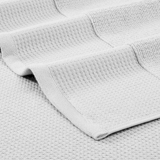 Modern Threads Waffle-Rib 6-Piece Towel Set – Premium Cotton Bath Towels, Ultra-Absorbent & Soft, Elegant Waffle Texture for Bathroom & Spa, White