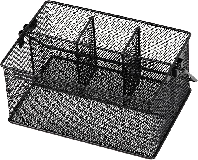 Mind Reader Utensil Holder, Silverware Organizer, Caddy, Cutlery Holder, Kitchen, Metal Mesh, 10"L x 7"W x 4.75"H, Black