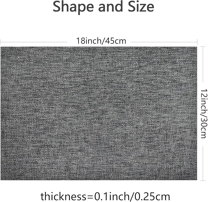 DACHUI Placemats Set of 8, Linen Look Woven Place Mats, Water Resistant, Heat Resistant, Washable, Durable Table Mats (Dark Grey)