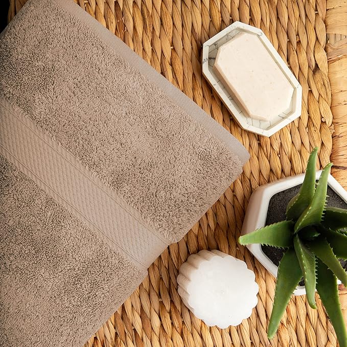 Superior Egyptian Cotton Pile 10 Piece Towel Set, Includes 2 Bath, 4 Hand, 4 Face Towels/ Washcloths, Ultra Soft Luxury Towels, Thick Plush Essentials, Guest Bath, Spa, Hotel Bathroom, Latte