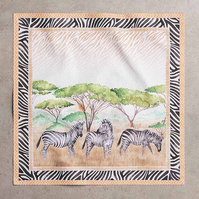 Maison d' Hermine Cloth Napkins Set of 4 100% Cotton Everyday Reusable Square Napkins Cloth Washable Dinner Party Wedding Restaurant Gifts for Mothers Day Spring/Summer (Zebra Life, 18" x 18")
