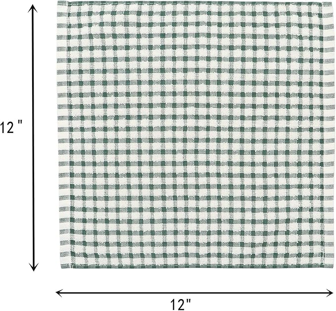 Cotton Cleaning Rags Terry Dish Cloths for Washing Dishes, Set of 8 Dish Rags for Cleaning, Light and Soft Dish Towels for Kitchen Drying Dishes, 11.8 Inch x 11.8 Inch (Dark Green)