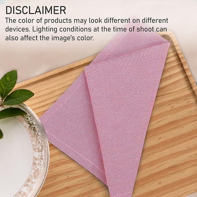 Ruvanti Cloth Napkins Set of 12, 18x18 Reusable Napkins Cloth Washable, Soft & Durable Table Napkin, Poly Cotton Fabric Dinner Napkins for Parties, Christmas, Thanksgiving, Weddings - Bubblegum