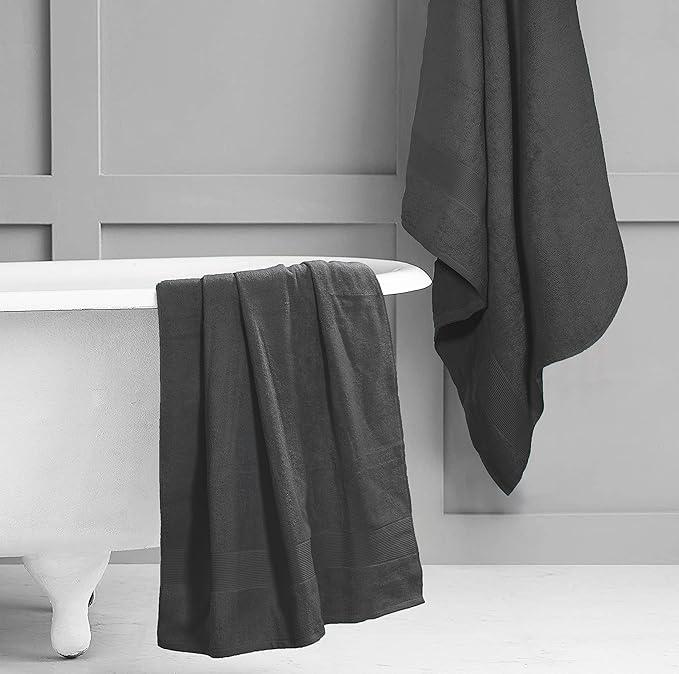 Belizzi Home Premium Cotton Oversized 2 Pack Bath Sheet 35x70-100% Pure Cotton - Ideal for Everyday use - Ultra Soft & Highly Absorbent - Machine Washable - Charcaol