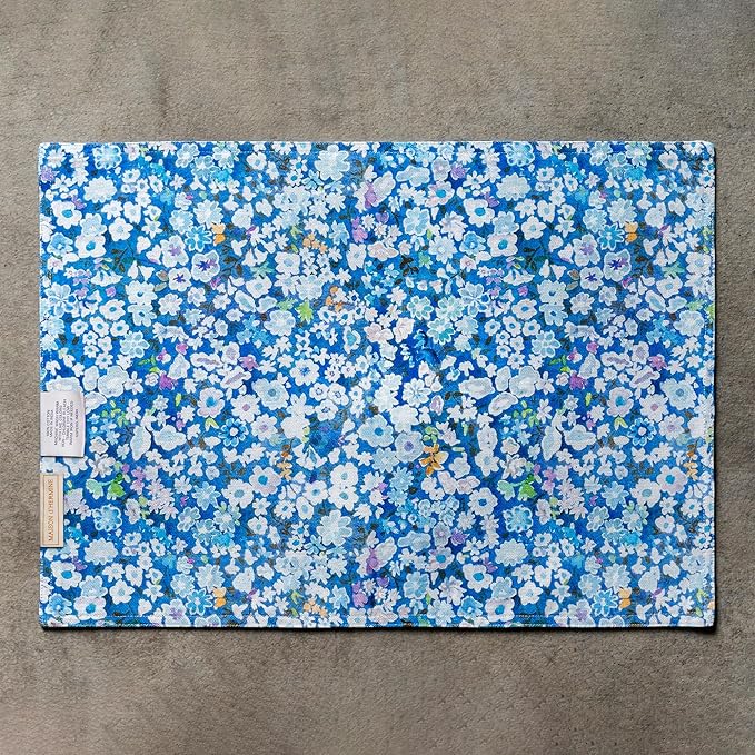Maison d' Hermine Placemats Set of 4 100% Cotton Washable Cloth Place Mats Reusable Table Mats for Kitchen Dining Party Wedding Gifts for Mothers Day Spring/Summer (Summer Blues, 13" x 19")