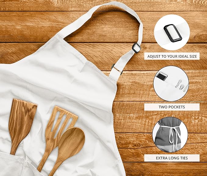 Utopia Kitchen 2 Pack Bib Apron, Adjustable with 2 Pockets, Water and Oil Resistant, Cooking Kitchen Chef Apron for Women Men