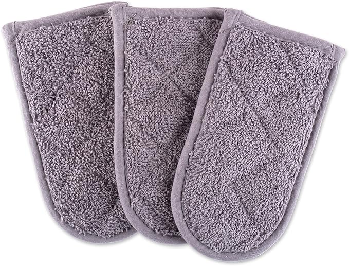 DII Basic Terry Collection Quilted 100% Cotton, Pan Handle, Gray, 3 Piece