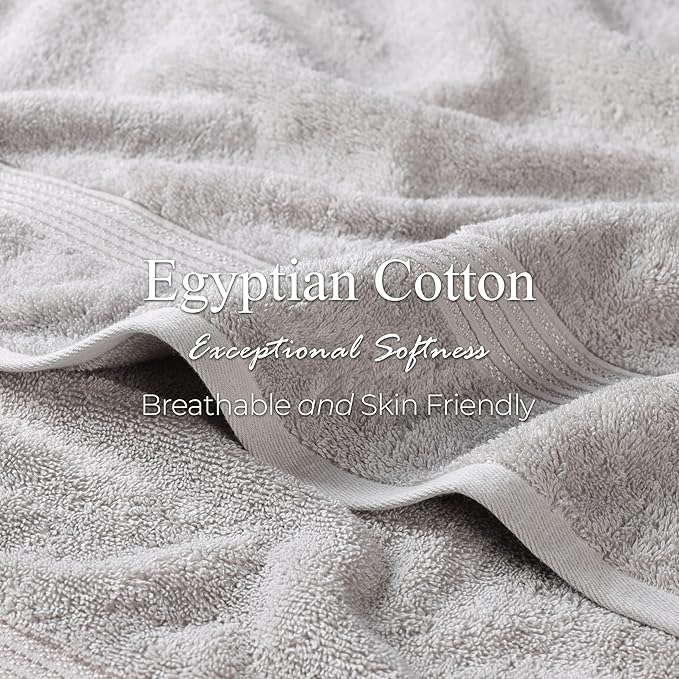 Superior Egyptian Cotton 9-Piece Towel Set, Assorted Towels for Home Bathroom, Guest Bath Decor Essentials, Includes 3 Bath, 3 Hand, 3 Face Towels/Washcloths, Quick Dry, Absorbent - Silver