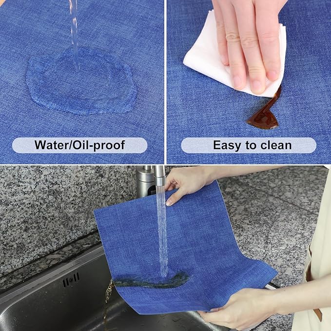 Homaxy Faux Leather Heat Resistant Placemats for Dining Table Set of 6, Waterproof Wipeable Washable PU Table Mats, Easy to Clean Anti-Slip Place Mats, 11.8" x 17", Sea Blue