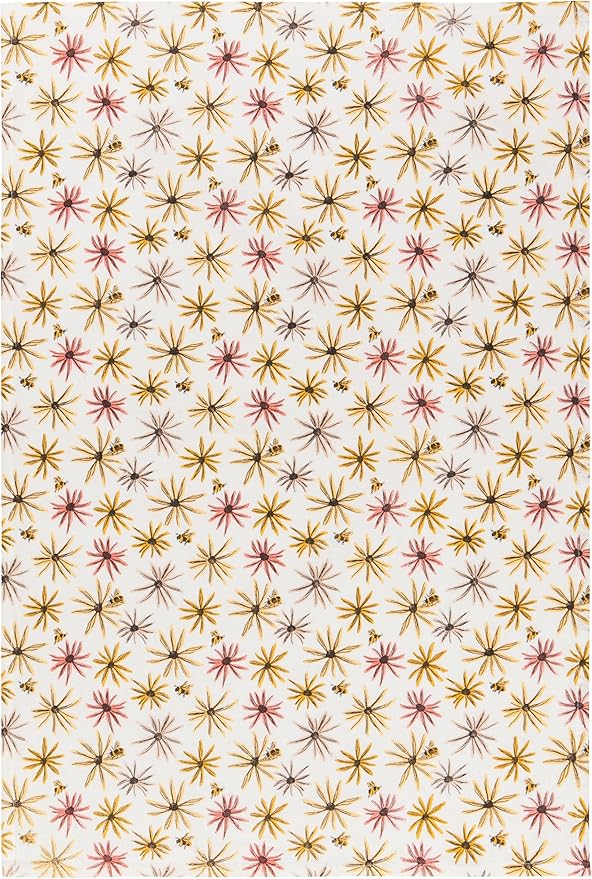 Now Designs Bees & Blooms Bakers Floursack Cotton Dishtowels, Set of 3