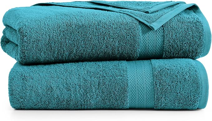 LANE LINEN 100% Cotton Bath Sheets (35"x66") - 2 Piece - Fade Resistant, Machine Washable, Ultra Soft & Highly Absorbent - Oversized Extra Large Bathroom Towels Sets - Hotel Quality Towel - Sea Port