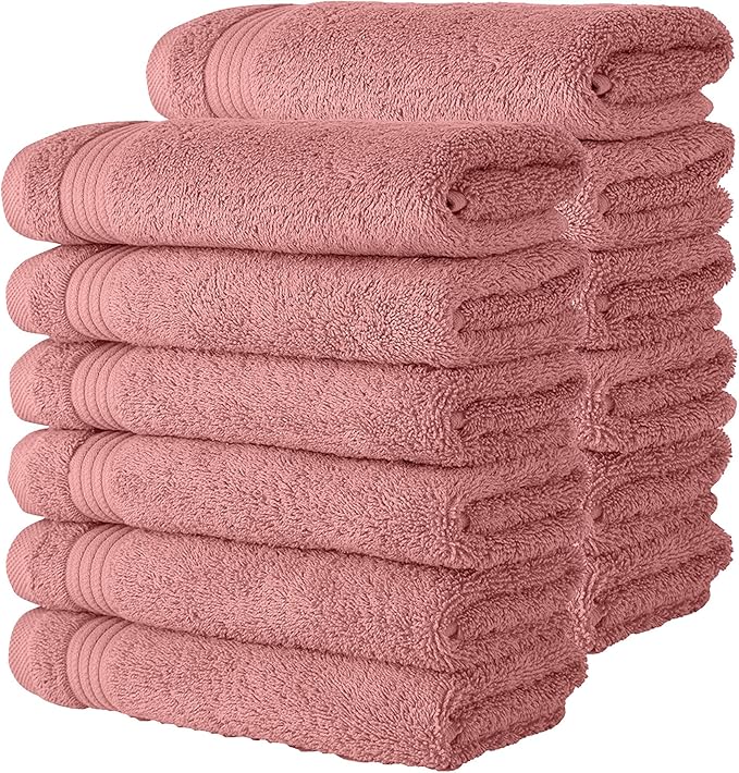 Classic Turkish Towels CTT - Premium Washcloths 12 Pack Set, 100% Turkish Cotton, Highly Absorbent & Quick Dry, Face Towels Wash Cloths for Hotel, Spa & Gym | 12"x12" (Coral)