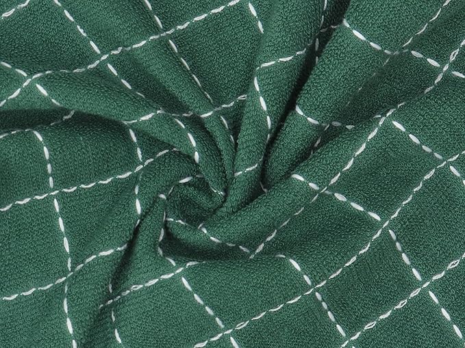 Cotton Terry Dish Cloths, Absorbent Dish Towels for Kitchen Drying, Soft Wash Cloths Multipurpose Dish Rags for Washing Dishes, 12 x 12 Inches, Set of 6 (Dark Green)