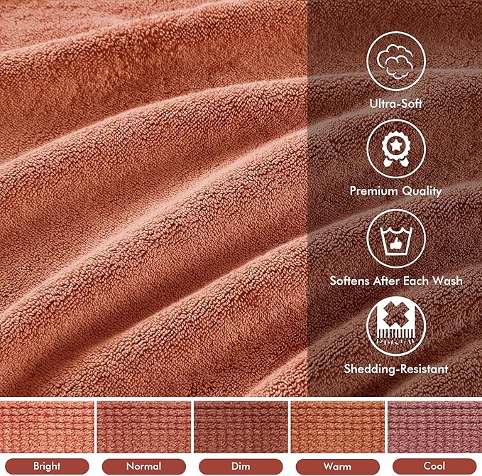 Madison Park 800GSM Bathroom Towel Set of 8 100% Cotton Bath Towel Set for Bathroom Luxurious Highly Absorbent 2 Bath Towels 2 Hand Towels 4 Washcloths Quick Dry Spa Quality Coral