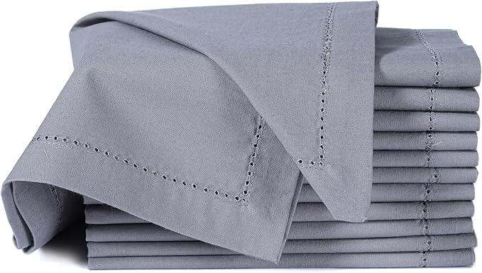 Cotton Cloth Napkins Set of 12, 18x18 Cotton Napkin Cloth Washable, Soft, Reusable Napkins for Wedding, Parties, Christmas, Thanksgiving, Everyday Use (Grey) - ALPHA Living HOME
