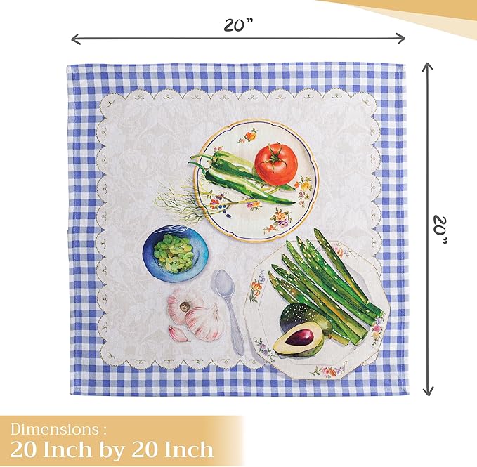 Maison d' Hermine Cloth Napkins Set of 4 100% Cotton Everyday Reusable Square Napkins Cloth Washable Dinner Party Wedding Restaurant Gifts for Mothers Day Spring/Summer (Gourmand, 20" x 20")