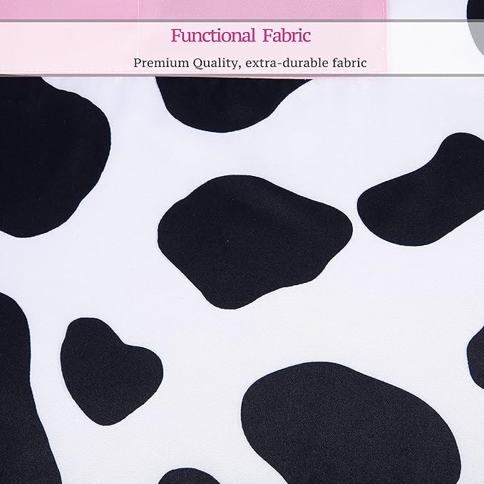 RosieLily Cute Apron with Pockets for Women - Kitchen Apron for Cooking, Baking, Gardening, Grilling, BBQ - Black and White Cow Print Bib Apron