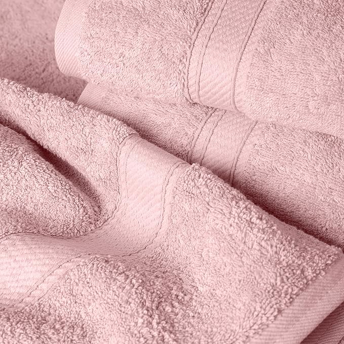 SUPERIOR Egyptian Cotton Pile 6 Piece Towel Set, Includes 2 Bath, 2 Hand, 2 Face Towels/Washcloths, Ultra Soft Luxury Towels, Thick Plush Essentials, Guest Bath, Spa, Hotel Bathroom, Tea Rose