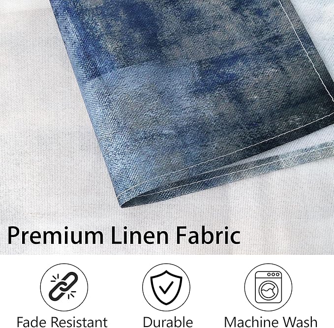 Blue and Gray Placemats Washable, Linen Rectangular Place Mats Set of 4, Dining Table Decor for Living Room, Kitchen, Farmhouse and Outdoor (White Gray, 12x18 Inch)