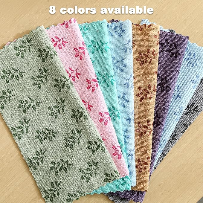 Microfiber Cleaning Cloth Roll,80 Pack Cleaning Towels,Lint Free Rags Paper Towels & Tear Away Reusable Towels,Washable Shop Rags Floral Wipe Cloth,Wash Cloths Dish Rags for Car Kitchen Window