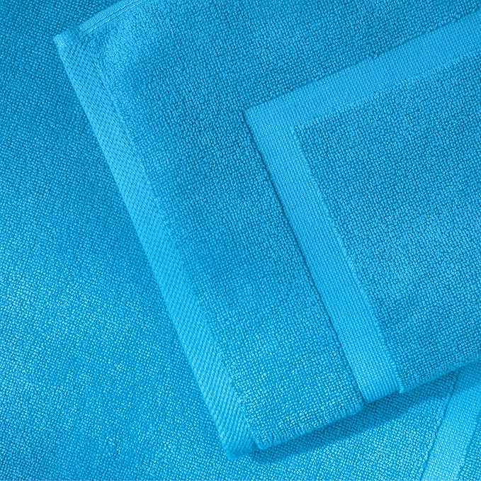 SALBAKOS 100% Turkish Cotton Bath Mat Set 2-Piece - 20x34 inch, Hotel & Spa Collection, Soft, Absorbent, Long Lasting, Durable Bathroom Rugs | Made in Turkey (Aqua, 2 Bath Mats)