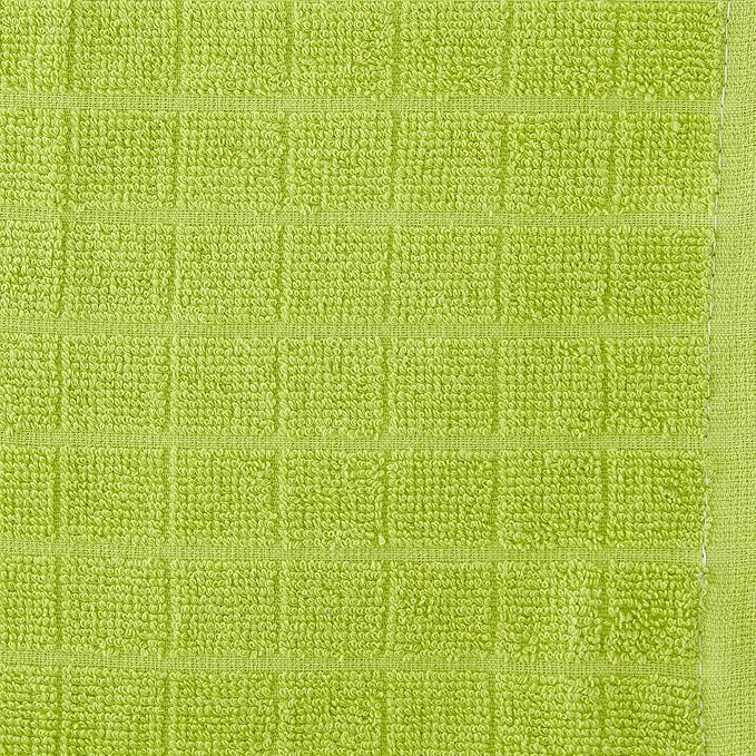 DII Basic Terry Collection Solid Windowpane Dishcloth Set, 12x12, Avocado, 6 Count