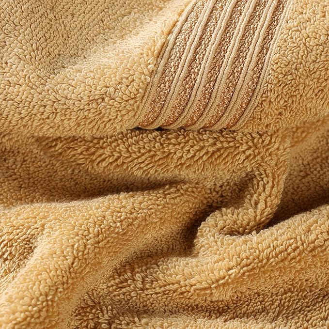 Superior Egyptian Cotton 8-Piece Towel Set, Assorted Towels for Home Bathroom, Guest Bath Decor Essentials, Includes 2 Bath, 4 Hand, 2 Face Towels/Washcloths, Quick Dry, Absorbent, Gold