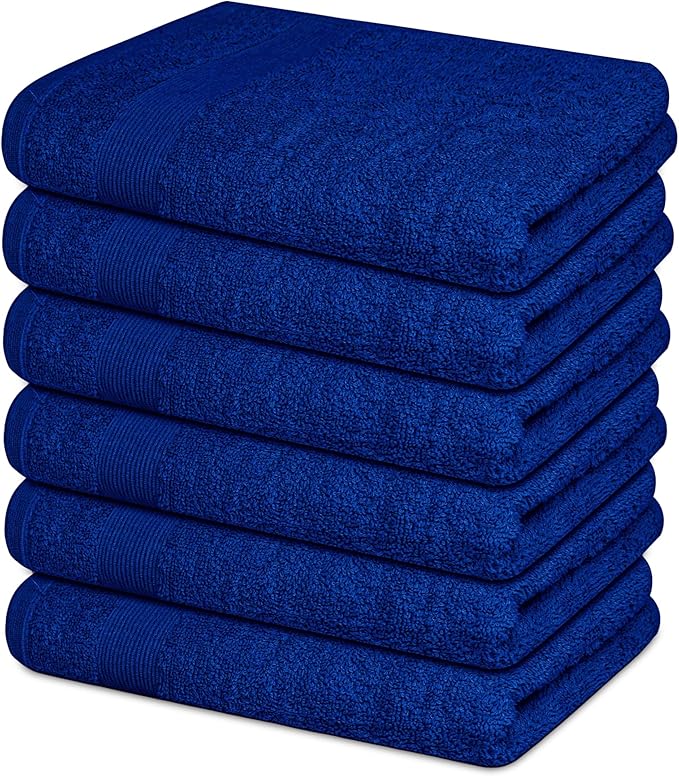 Premium Hand Towels Pack of 6 (16" x 30”) 100% Combed Ring Spun Cotton | Highly Absorbent Hand Towels Set | Ultra Soft for Home, Gym & Spa (Royal Blue)