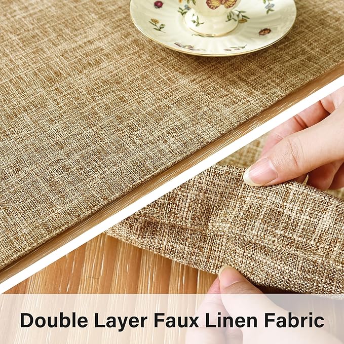 Farmhouse Rustic Faux Linen Table Runner Neutral Coffee Table Runners Double Layer Reversible Rectangle Runners for Daily Use Kitchen Dining Banquet Holiday 13x36 Inch