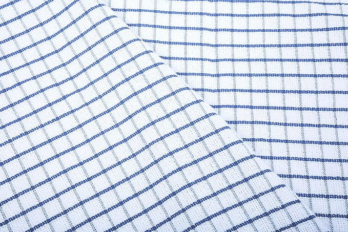 AMOUR INFINI Kitchen Towels Set of 4 - Highly Absorbent, Super Soft Terry Cotton 20x28 Inch Dish Towels with Hanging Loop - Hand & Tea Towels for Cleaning & Drying Dishes (Blue)