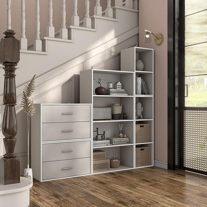 Homes: Inside + Out Apexa 2-Drawer Wooden Stackable Storage Drawers, Small Food Pantry Cabinet, Cajonera De Madera, Underbed Drawer Dorm Teen Room Decor & Bedroom, Home Office, Kitchen, Taupe Grey