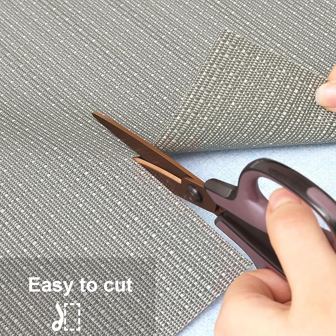 Myir JUN Placemats Set of 4, Vinyl Woven Placemats Place Mats Indoor Set of 4 Washable Table Mats Non-Slip Place mats for Dining Table (Golden Silver, Set of 4)