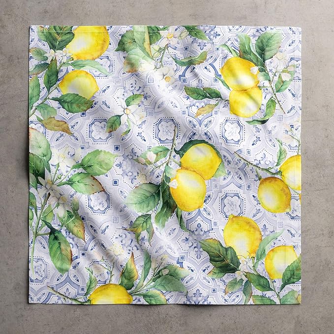 Maison d' Hermine Cloth Napkins Set of 4 100% Cotton Everyday Reusable Square Napkins Cloth Washable Dinner Party Wedding Restaurant Gifts for Mothers Day Spring/Summer (Citrus, 20" x 20")