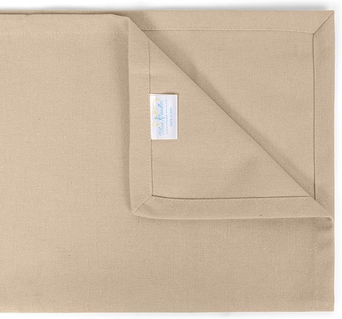 Blue Needles Solid Cloth Napkins Set of 6 Beige 100% Cotton Dinner Napkins 18x18 inches - Spring Summer Easter - Soft, Reusable, Absorbent & Washable Linen, Ideal for Events Parties & Everyday Use