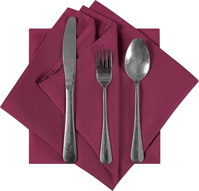 Bailarina Cloth Napkins Set of 40,17x17 inches Dinner Napkins Cloth Washable,Polyester Square Table Cloth Napkin Bulk with Hemmed Edges Ideal for Banquets, Parties and Weddings-Burgundy