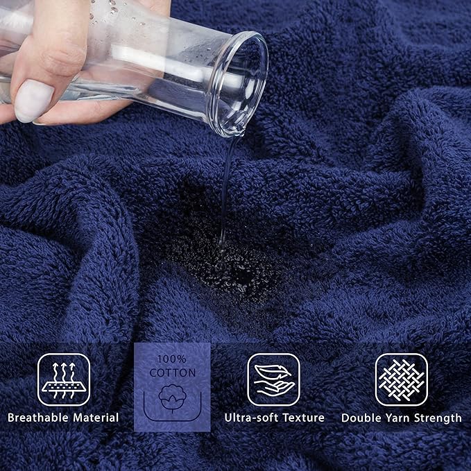 Cotton Paradise 100% Cotton 40x80 Oversized Bath Sheet, Extra Large Turkish Bath Towels for Bathroom, Navy Blue Bathsheet
